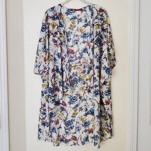 Panhandle Kimono Style Robe Women M Tan Floral Open Front Cover Up Boho Cowgirl